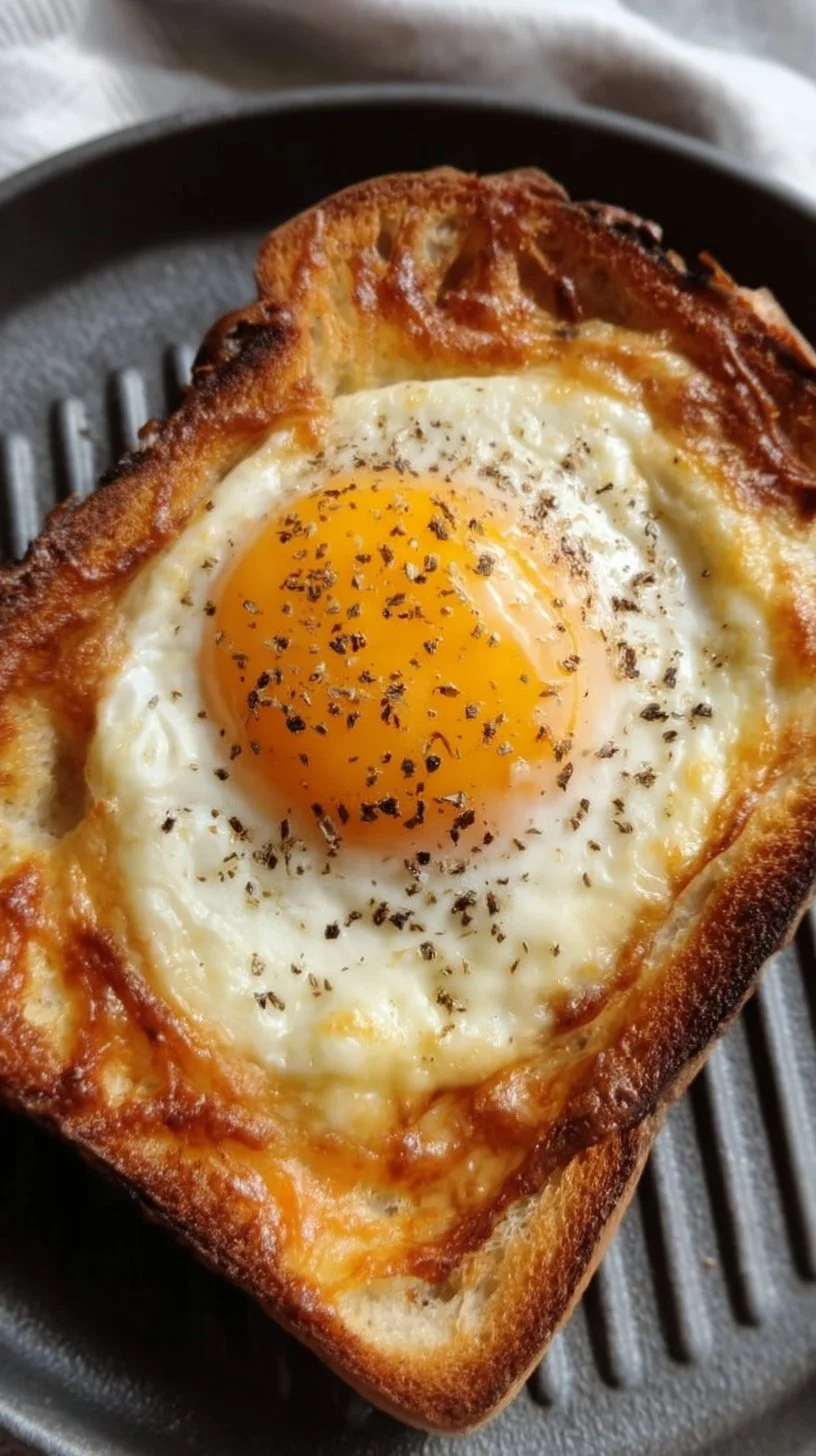 Delicious air fryer egg and cheese toast served on a plate