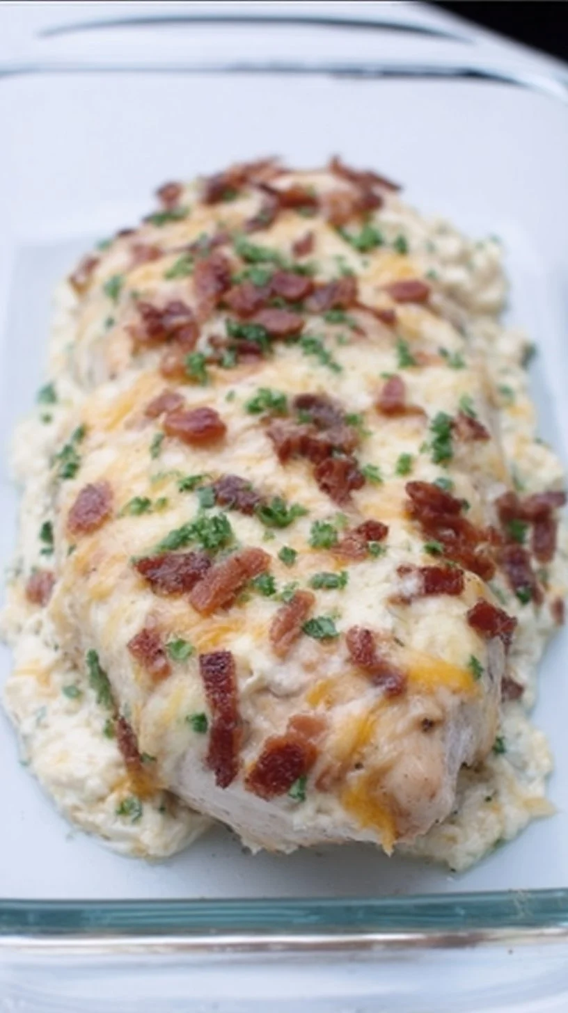 Cheesy Million Dollar Baked Chicken Breast with cream cheese and bacon