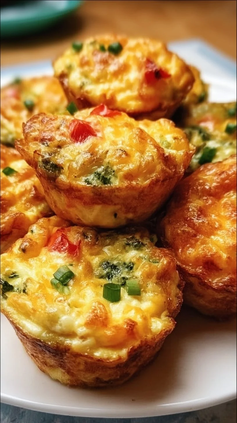 Easy homemade egg muffins with vegetables and cheese.