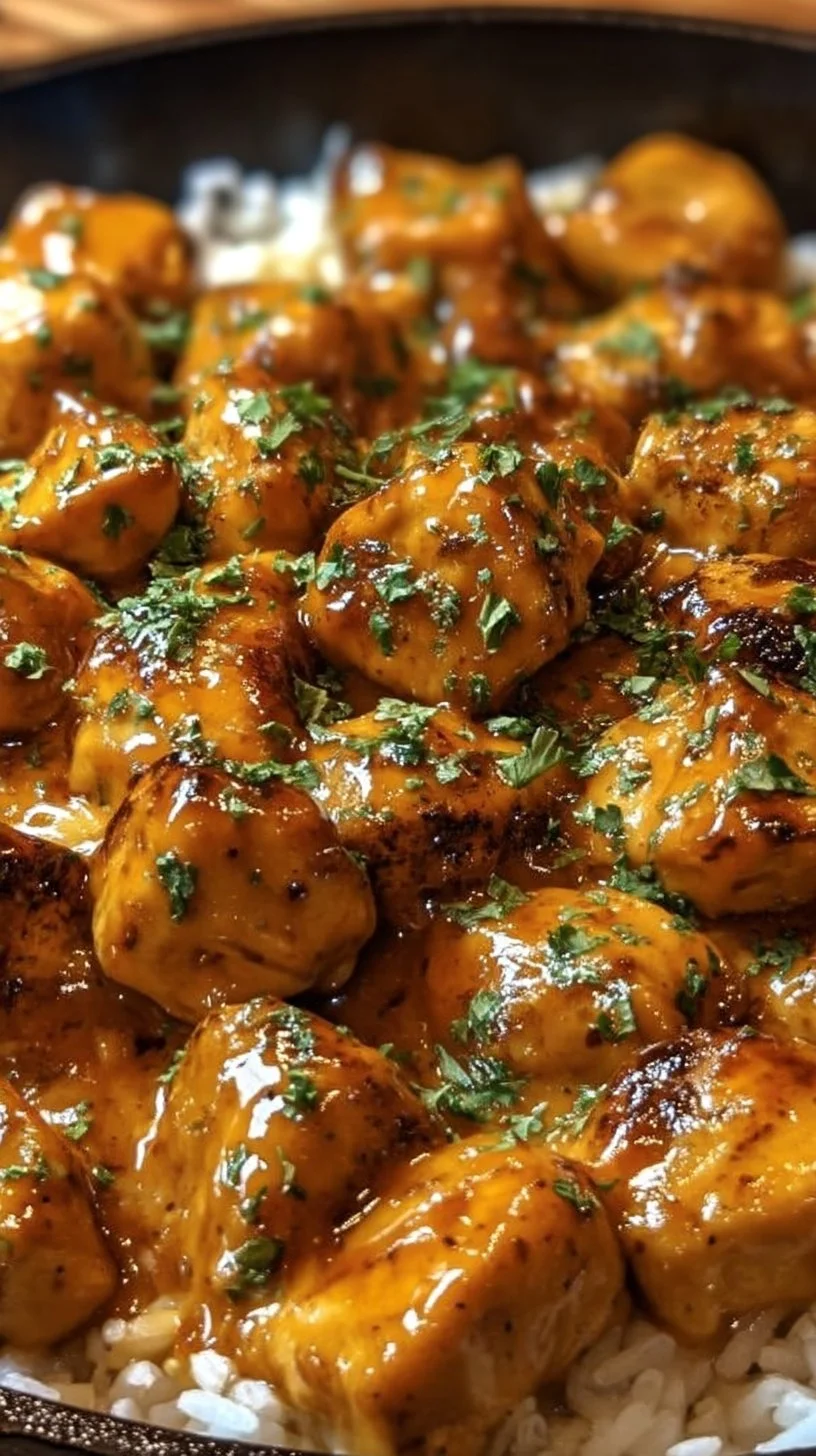 Delicious butter chicken skillet from Texas Roadhouse with creamy sauce and spices