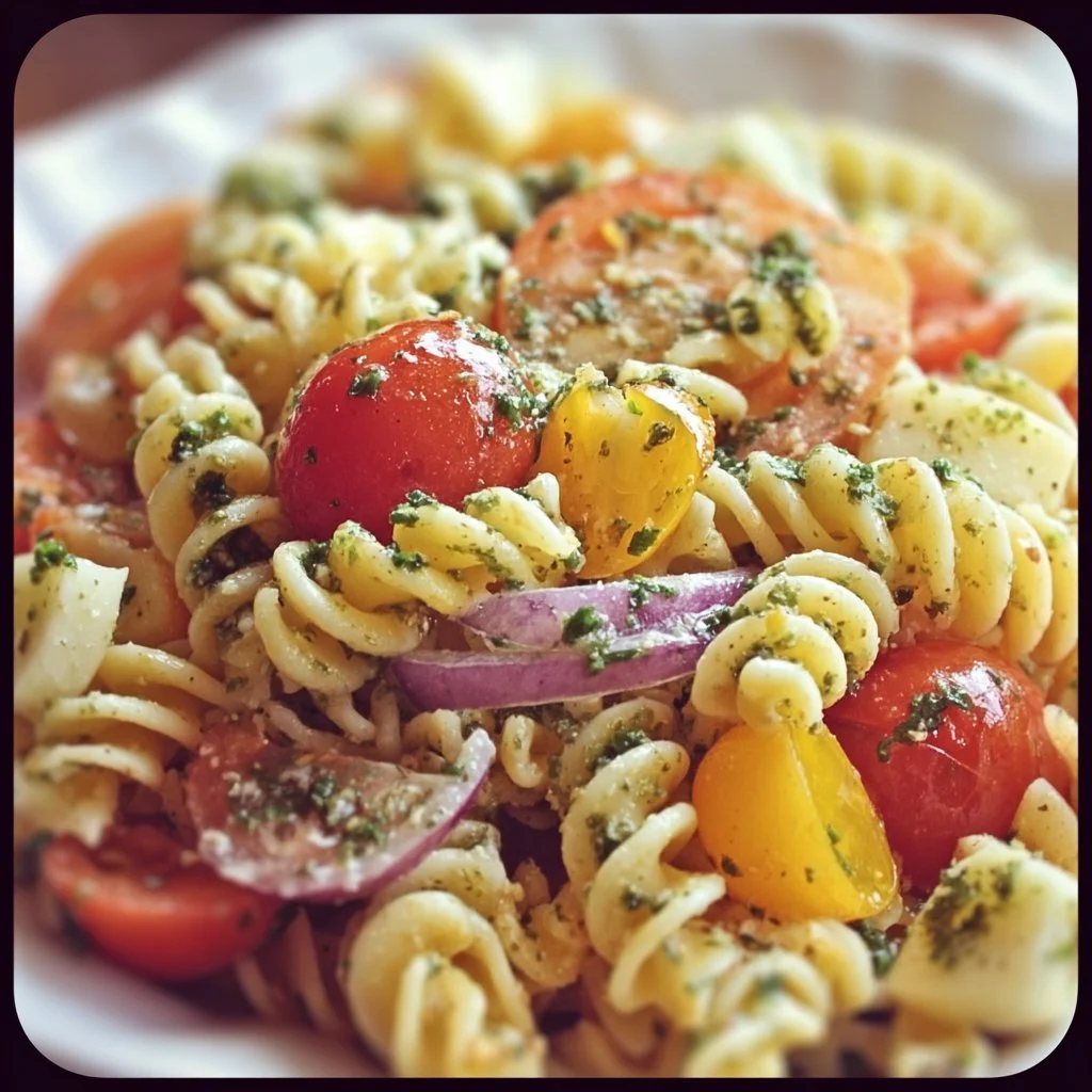 Colorful and fresh pasta salad ideal for Memorial Day weekend gatherings