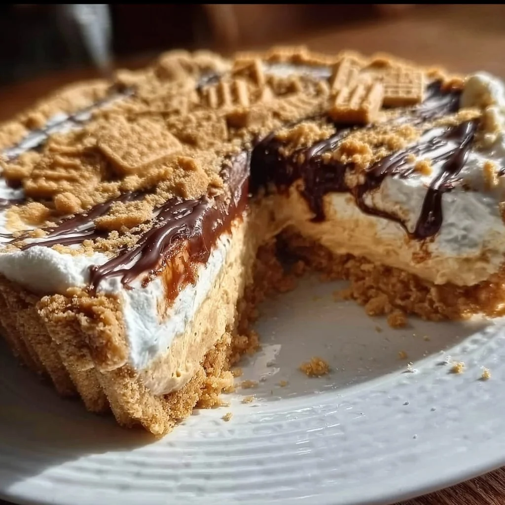Delicious slice of Nutter Butter Pie with creamy filling and cookie crust