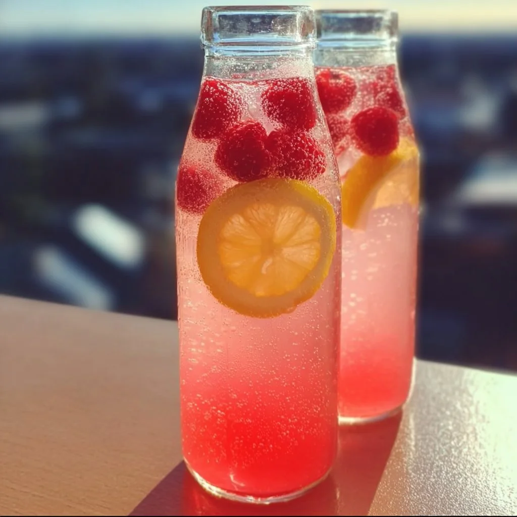 Refreshing Raspberry Lemonade Spritzer served in a glass with mint garnish.