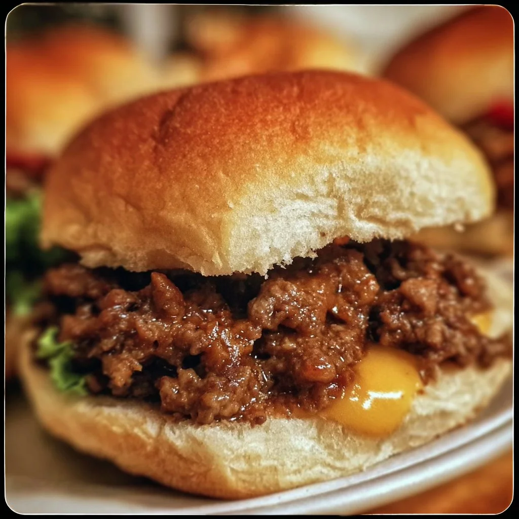 Delicious Steakhouse Burger Sloppy Joes served on a plate with toppings