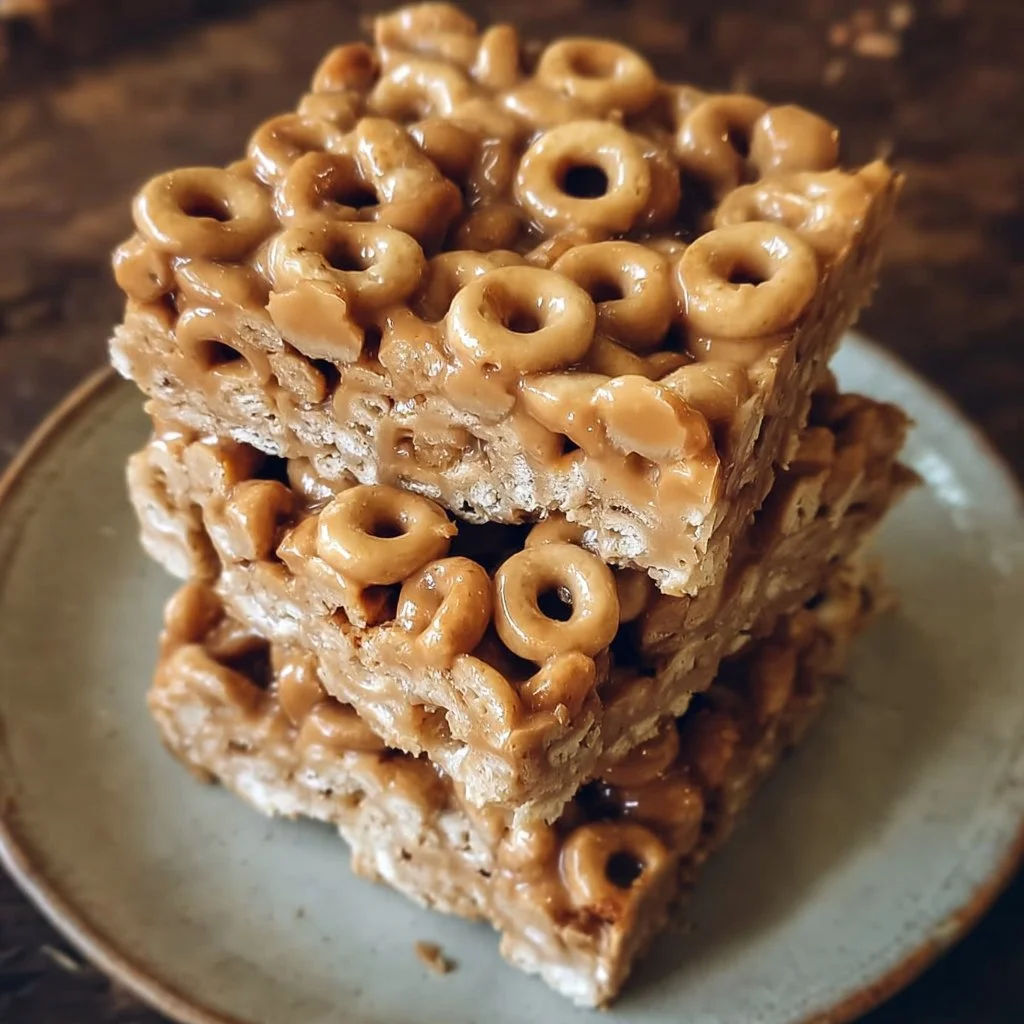 3 Ingredient Peanut Butter Cheerio Bars recipe with ingredients on a kitchen counter.