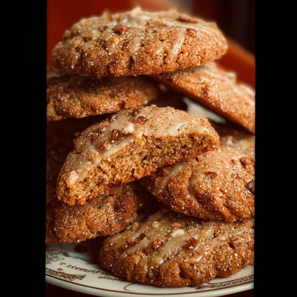 Freshly baked apple cider cookies on a wooden table