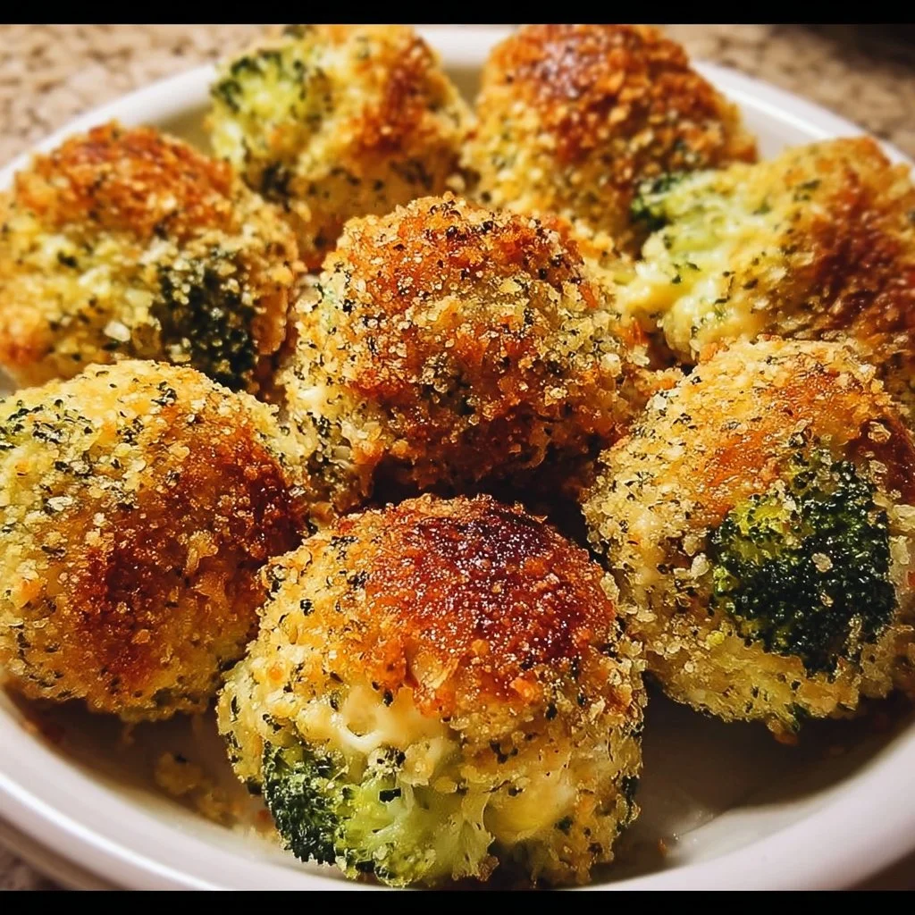 Delicious baked broccoli cheese balls served on a platter