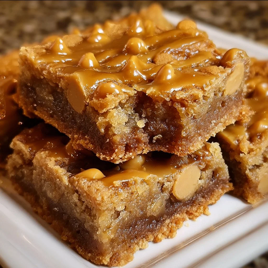 Delicious butterscotch toffee cookie bars on a plate