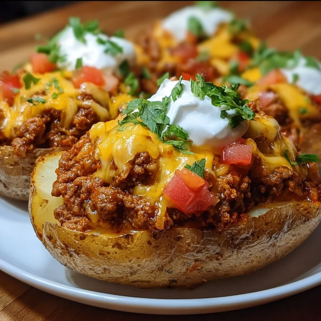 Delicious Cheesy Taco Potatoes topped with cheese and taco seasoning