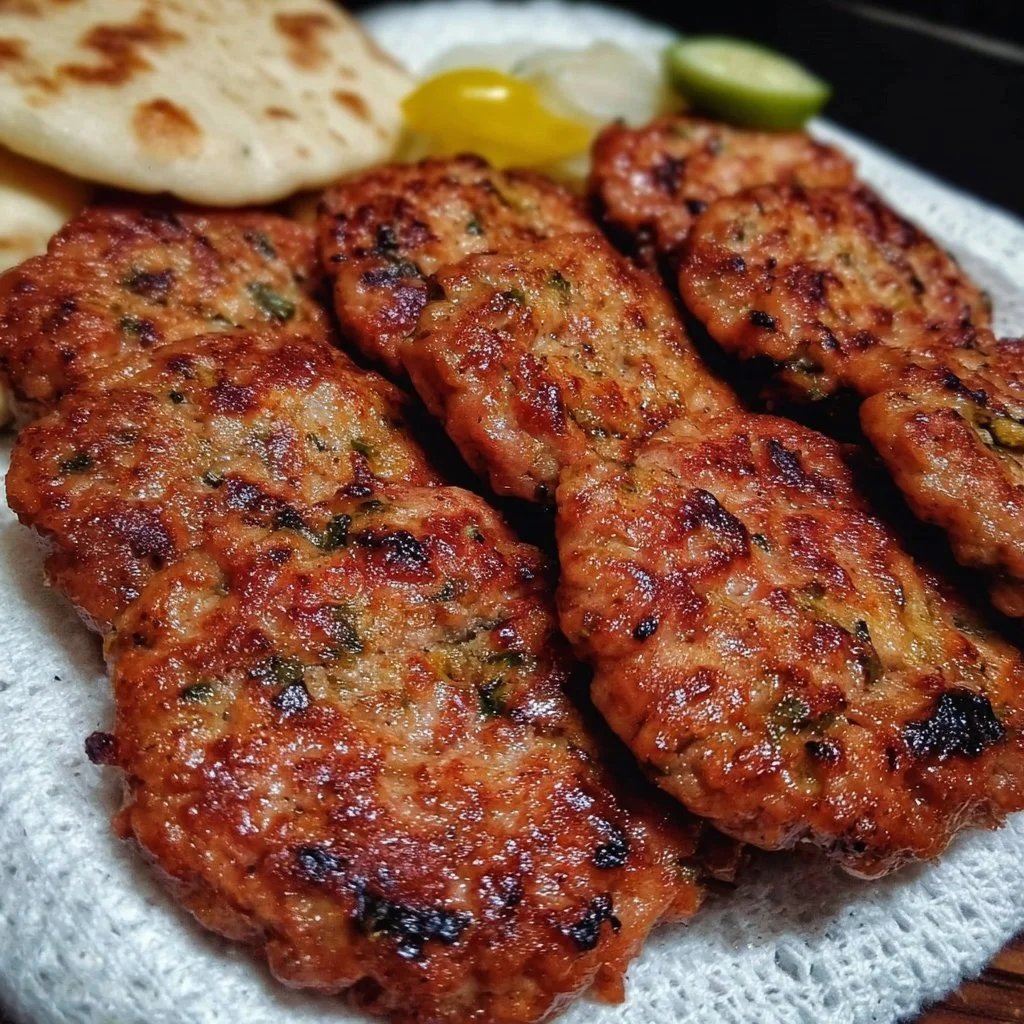 Delicious Chicken Chapli Kebab served with fresh herbs and spices.