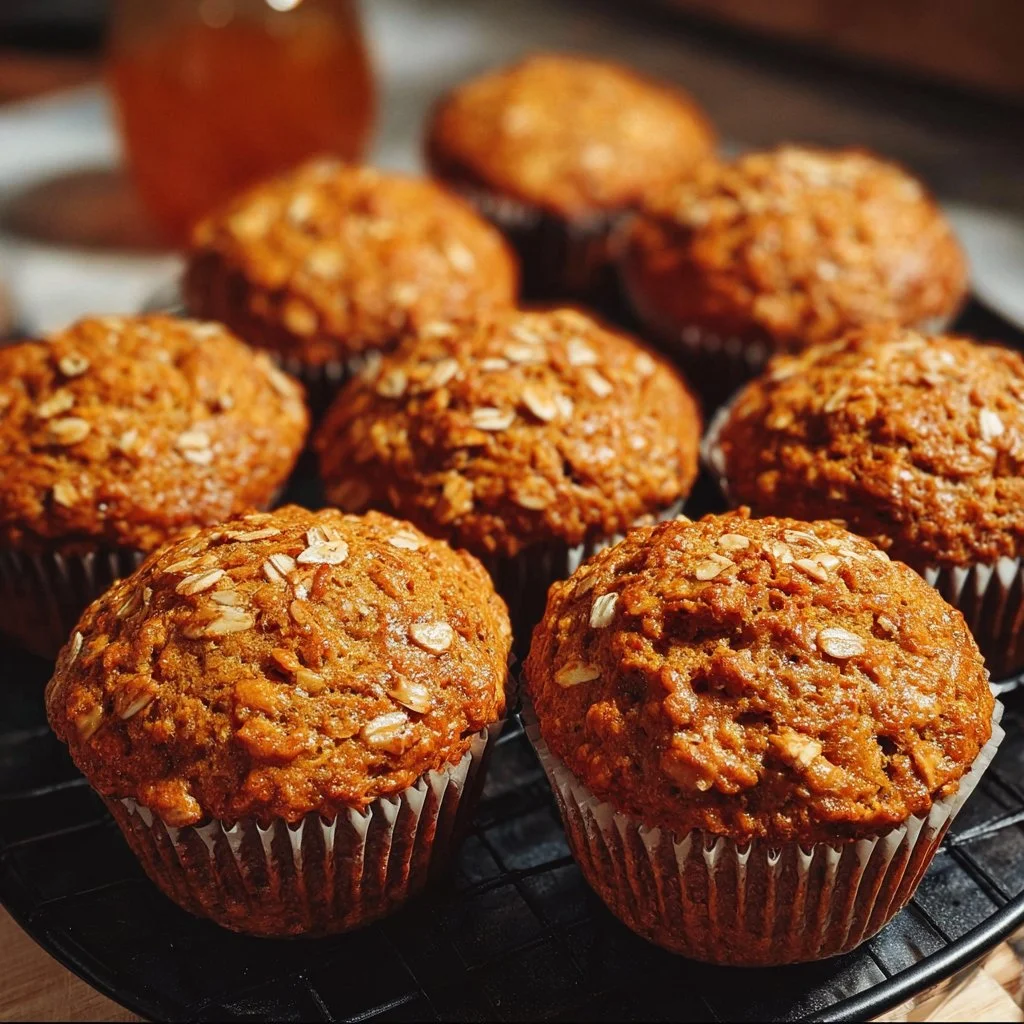 Delicious pumpkin oatmeal muffins fresh out of the oven