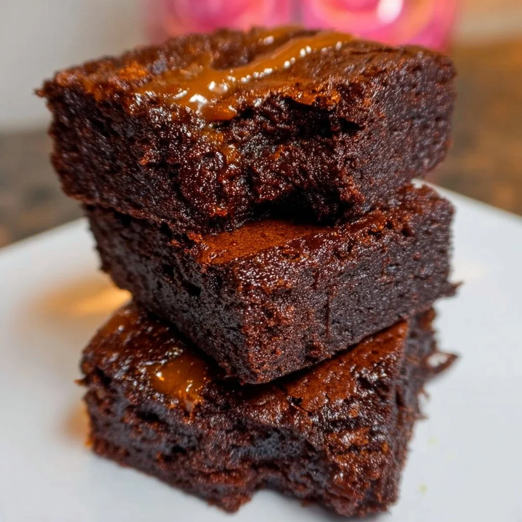 Delicious flourless pumpkin brownies topped with chocolate drizzle