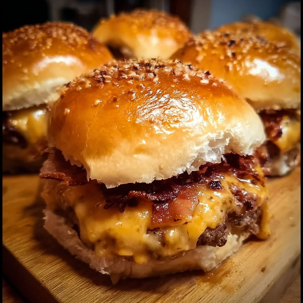 Delicious Garlic Bread Bacon Cheeseburger served on a plate