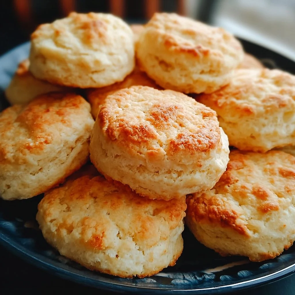 Melt in Your Mouth 2 Ingredient Biscuits on a plate