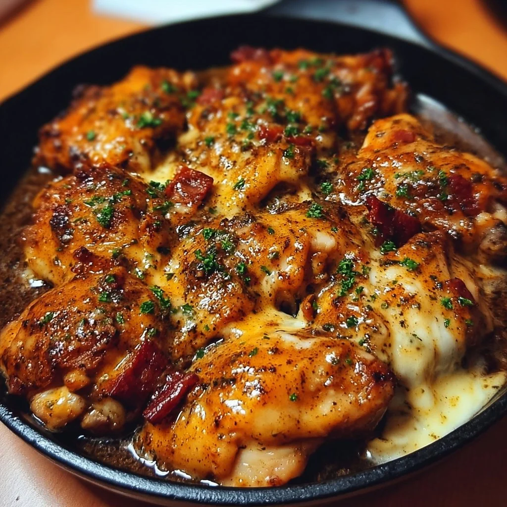 Plated Mississippi Mud Chicken with rich sauce and sides