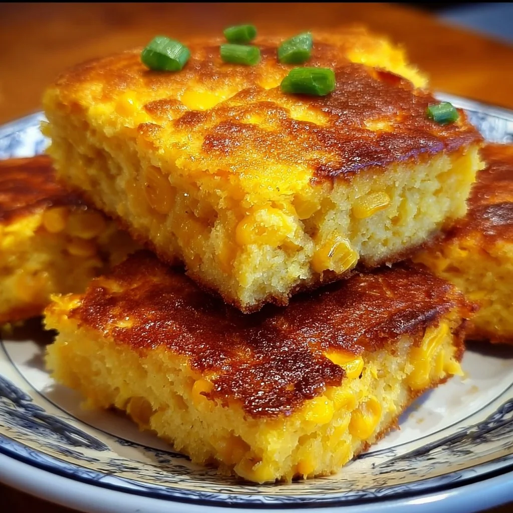 A slice of warm Navajo Cornbread served on a wooden plate