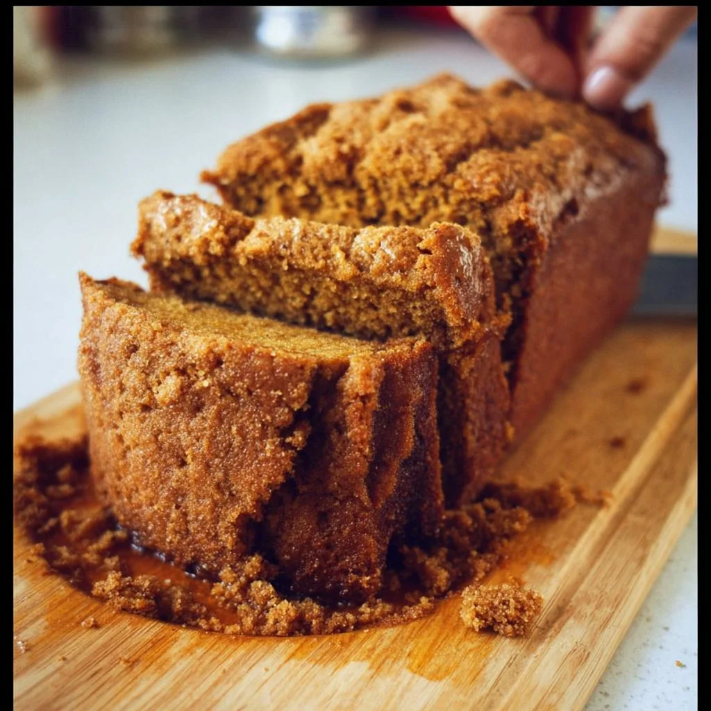 Freshly baked pumpkin bread cooling on a wire rack.