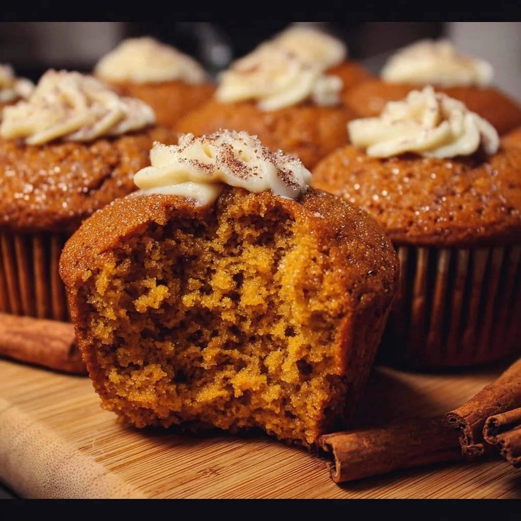 Delicious pumpkin muffins with cream cheese frosting, perfect for fall
