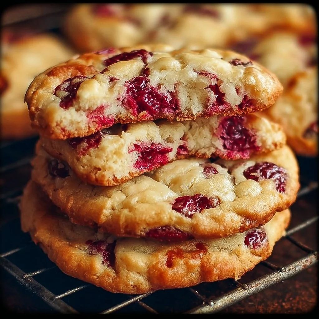 Raspberry Cheesecake Cookies with a creamy cheesecake filling and raspberry topping.
