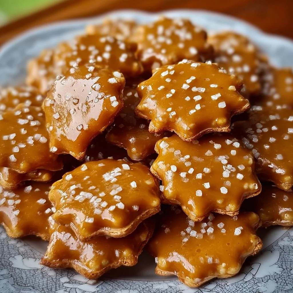 Delicious salted caramel cracker bites ready to enjoy as a sweet snack.
