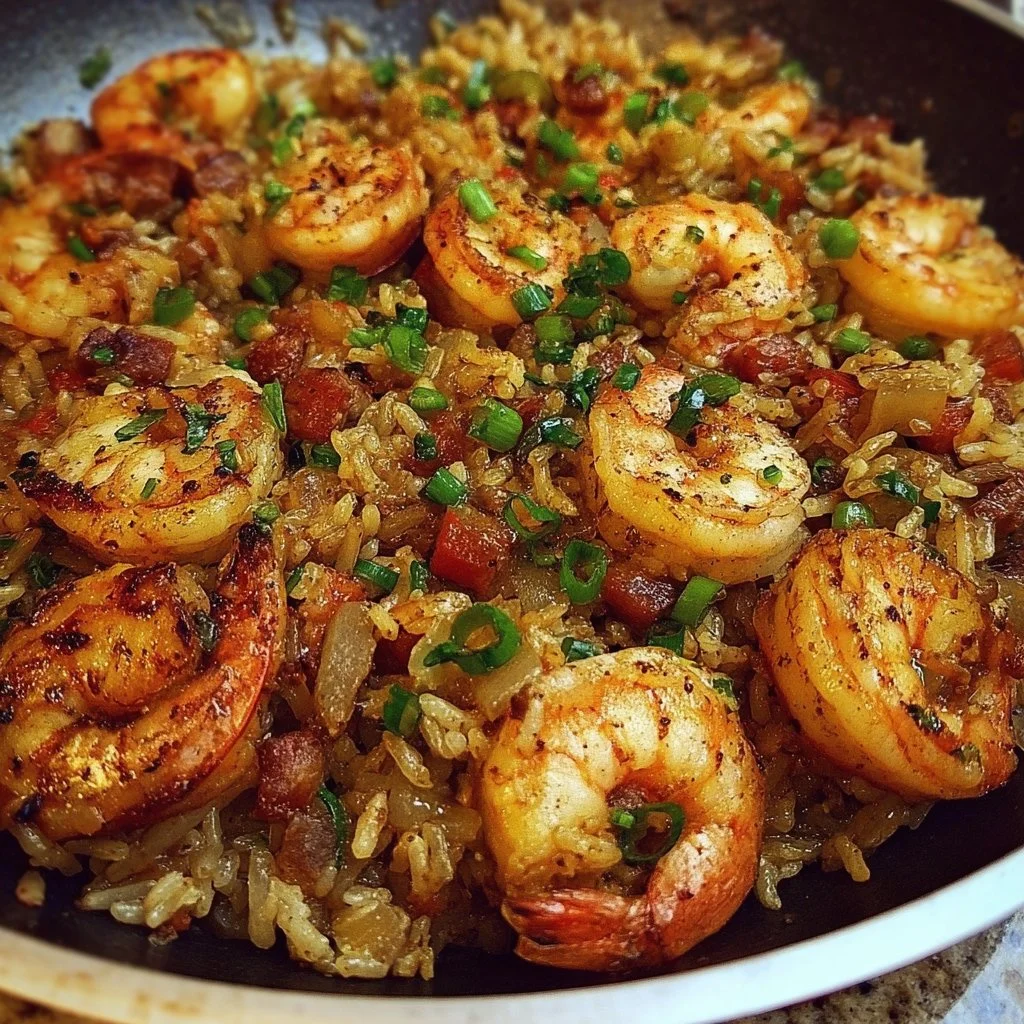 Plate of Shrimp Dirty Rice garnished with parsley and served in a bowl