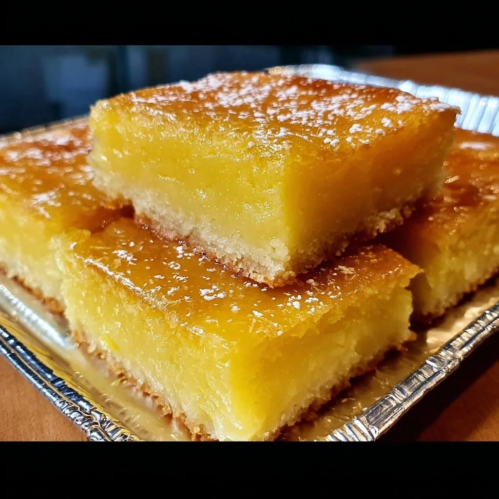 Delicious two-ingredient lemon bars on a plate