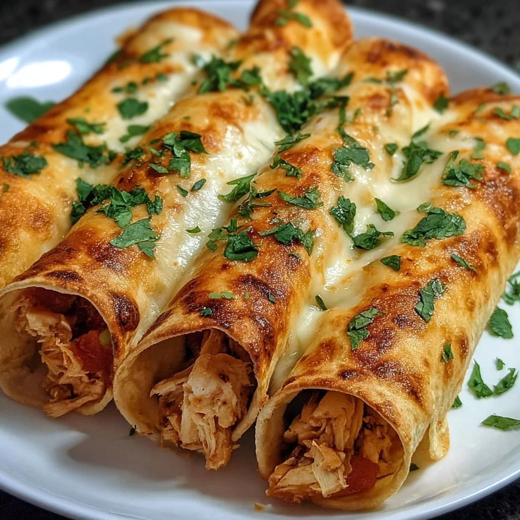 Baked cream cheese chicken taquitos served with dipping sauce.
