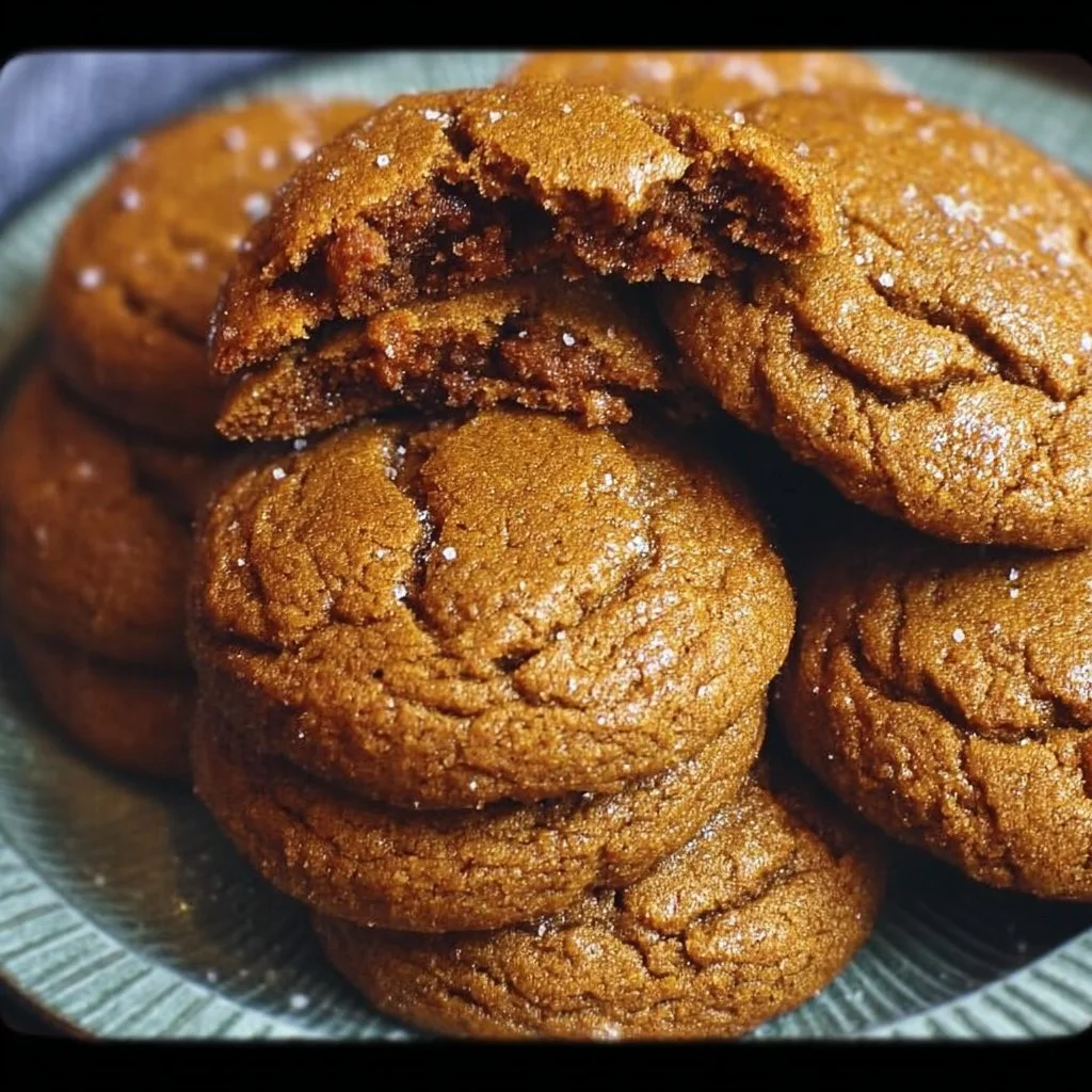 Delicious chewy brown butter maple pumpkin cookies on a plate.