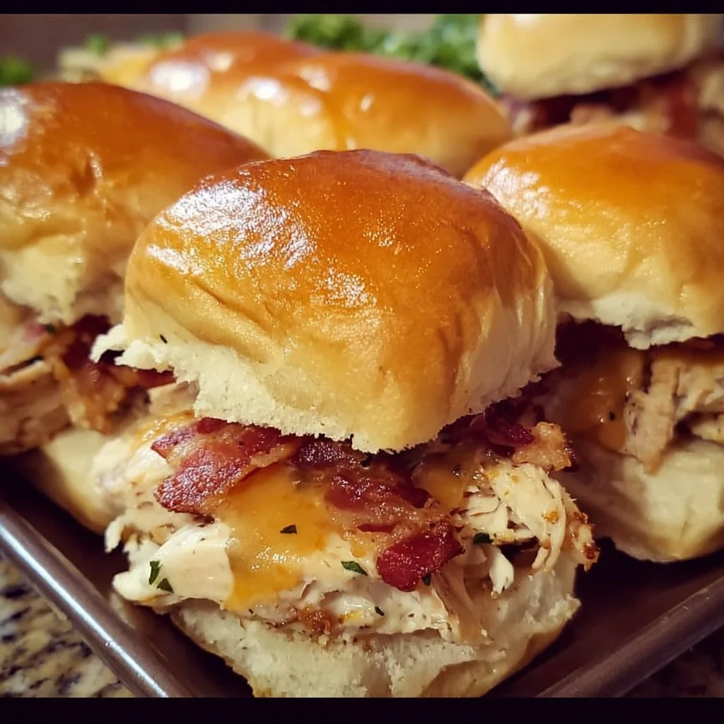 Delicious Chicken Bacon Ranch Sliders served with fresh ingredients