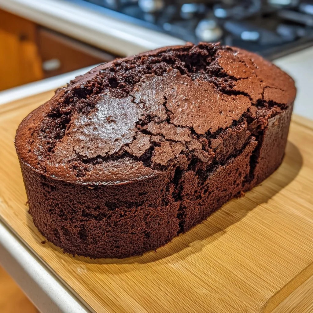 Delicious slice of Chocolate Pound Cake on a white plate