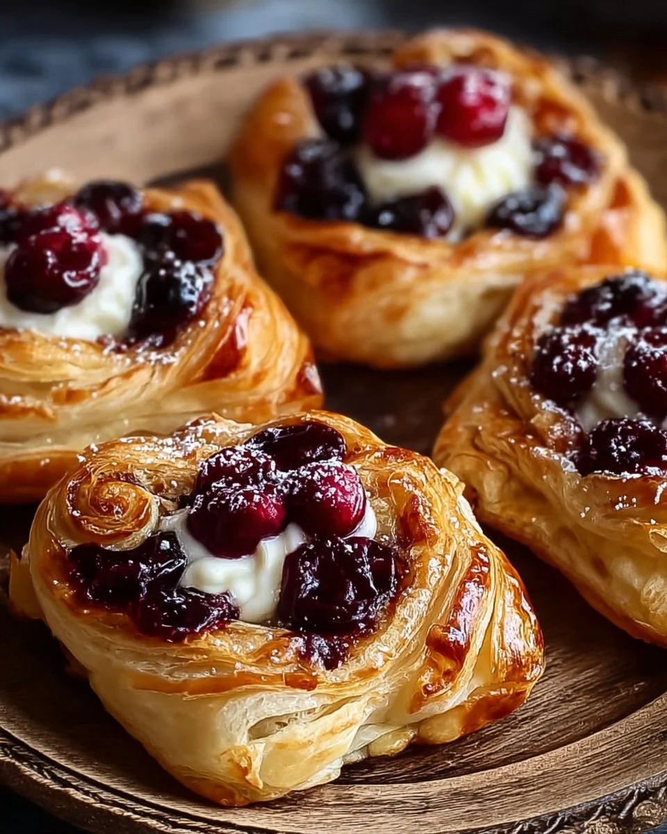Cranberry Cream Cheese Puffs served on a festive plate
