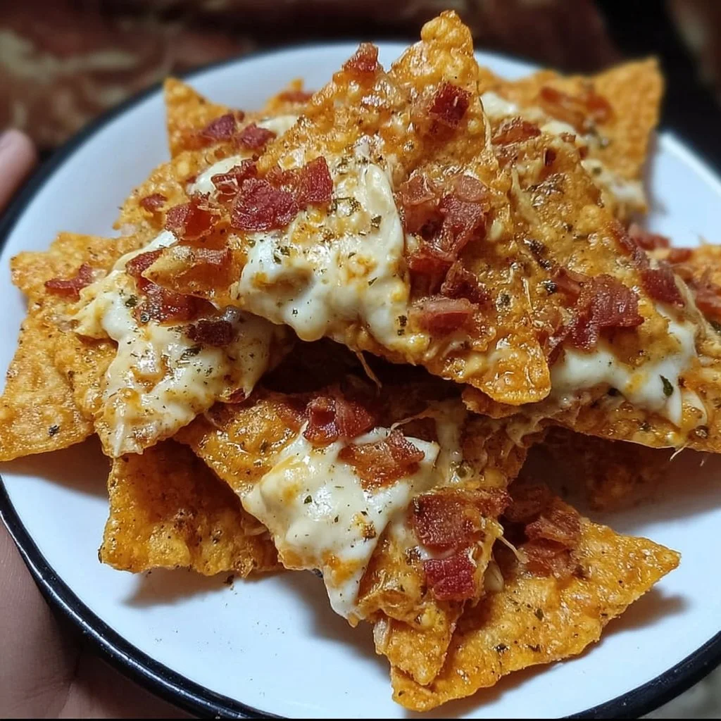 Cream cheese and bacon stuffed Doritos ready for serving