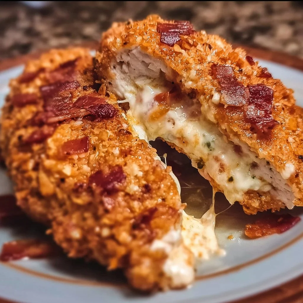 Cream cheese and bacon stuffed chicken with Doritos