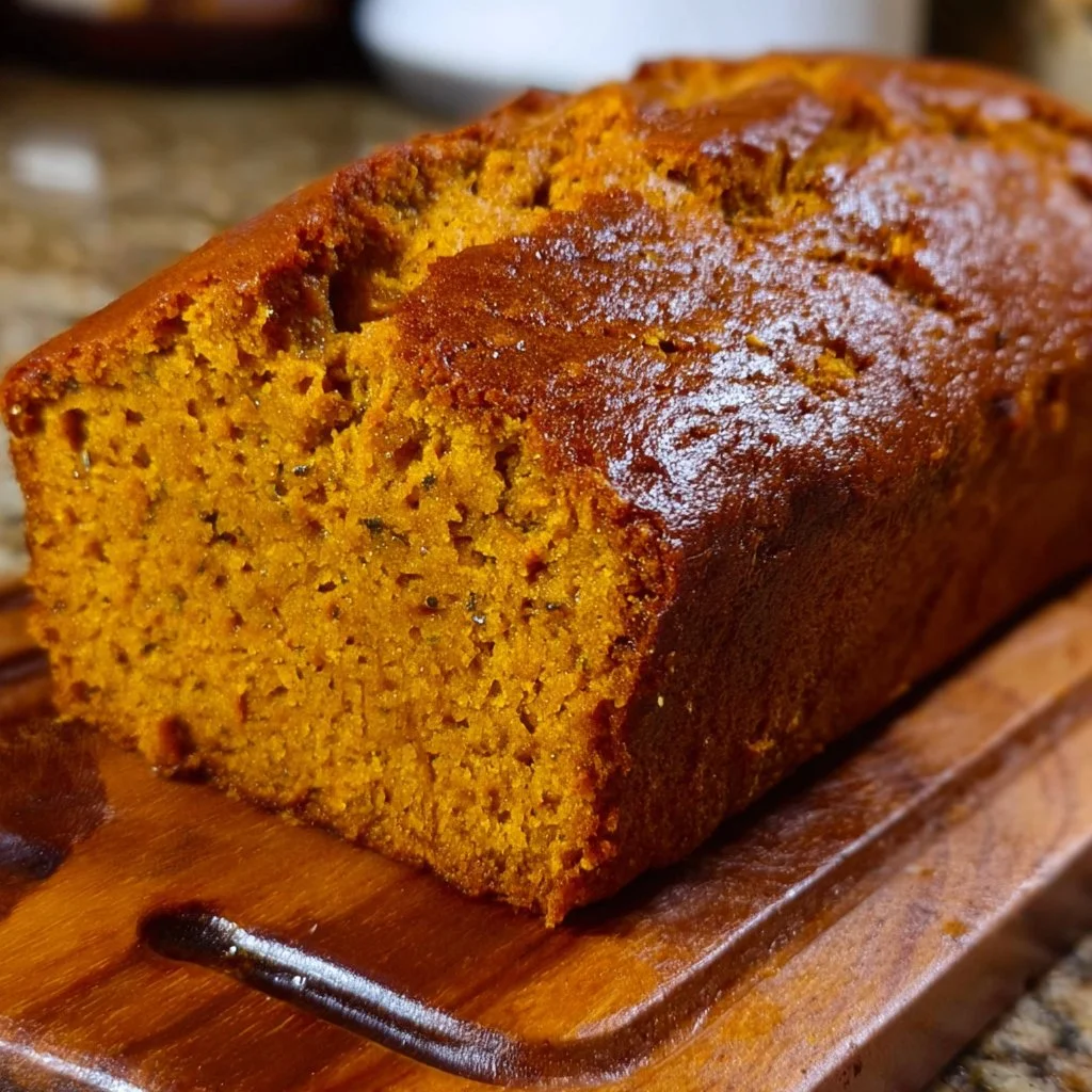 Delicious easy 2 ingredient pumpkin bread fresh out of the oven