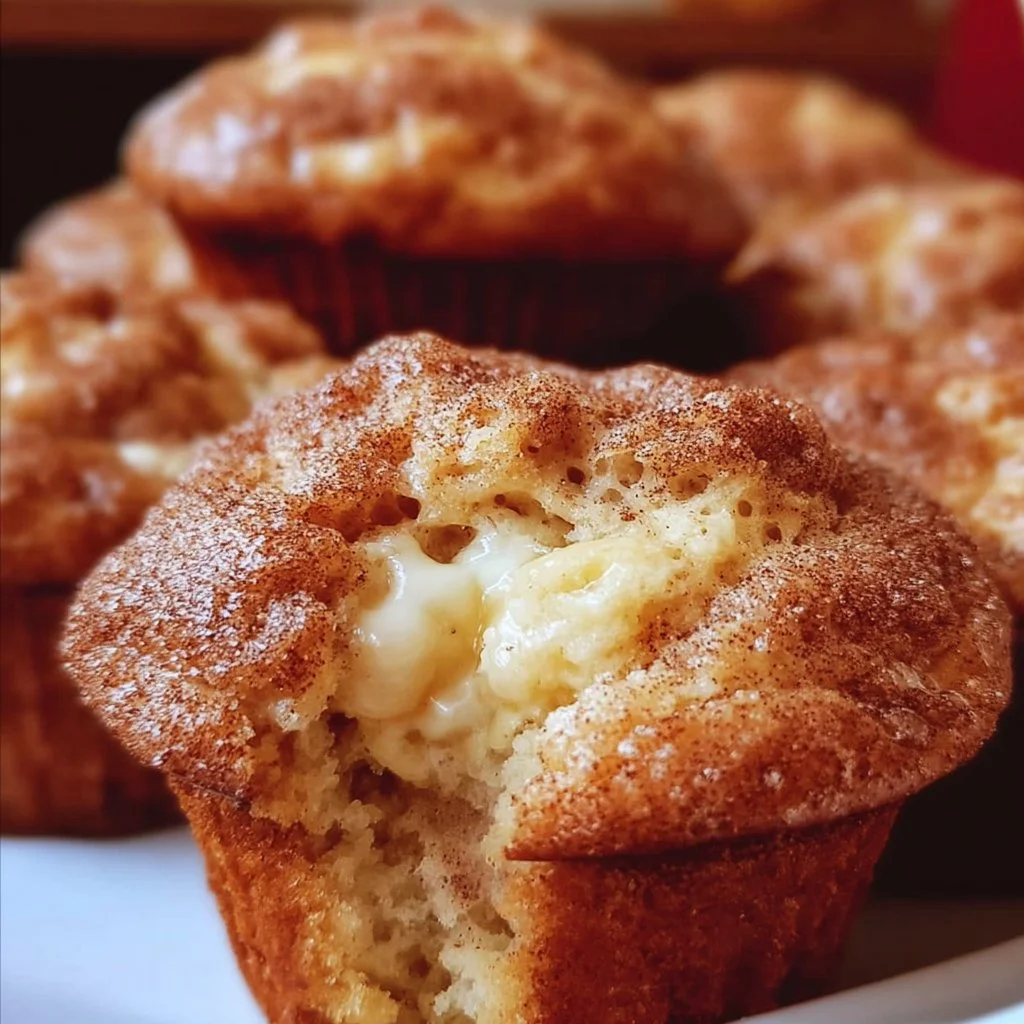 Gooey cinnamon cream cheese muffins with a delicious swirl