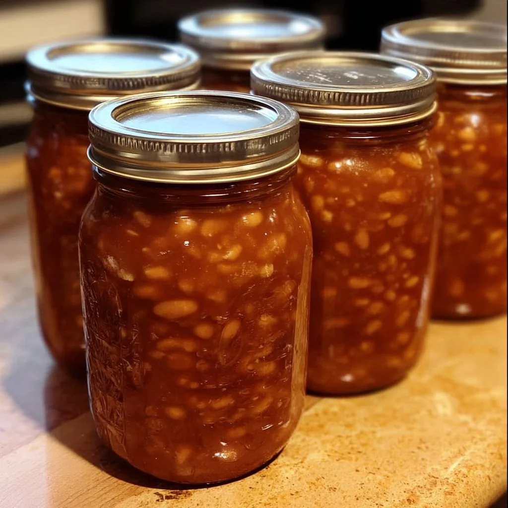 Homemade bean jars showcasing delicious home canned beans