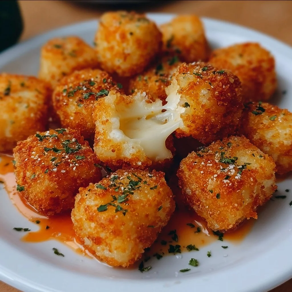 Delicious homemade fried cheese bites, crispy and gooey snack