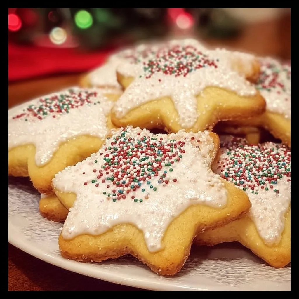 A platter of beautifully decorated Italian Christmas cookies for the festive season.