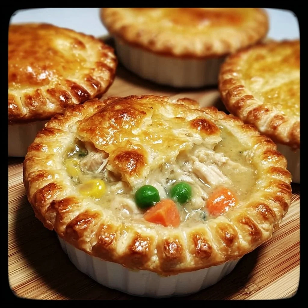Mini Chicken Pot Pies with flaky crust and savory chicken filling