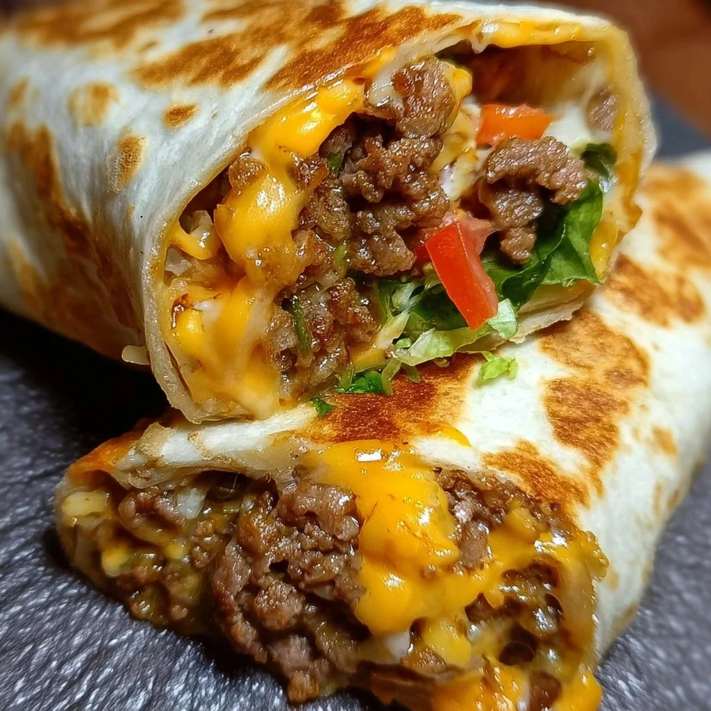 Delicious Nacho Cheese Beef Wrap filled with flavorful beef and nacho cheese