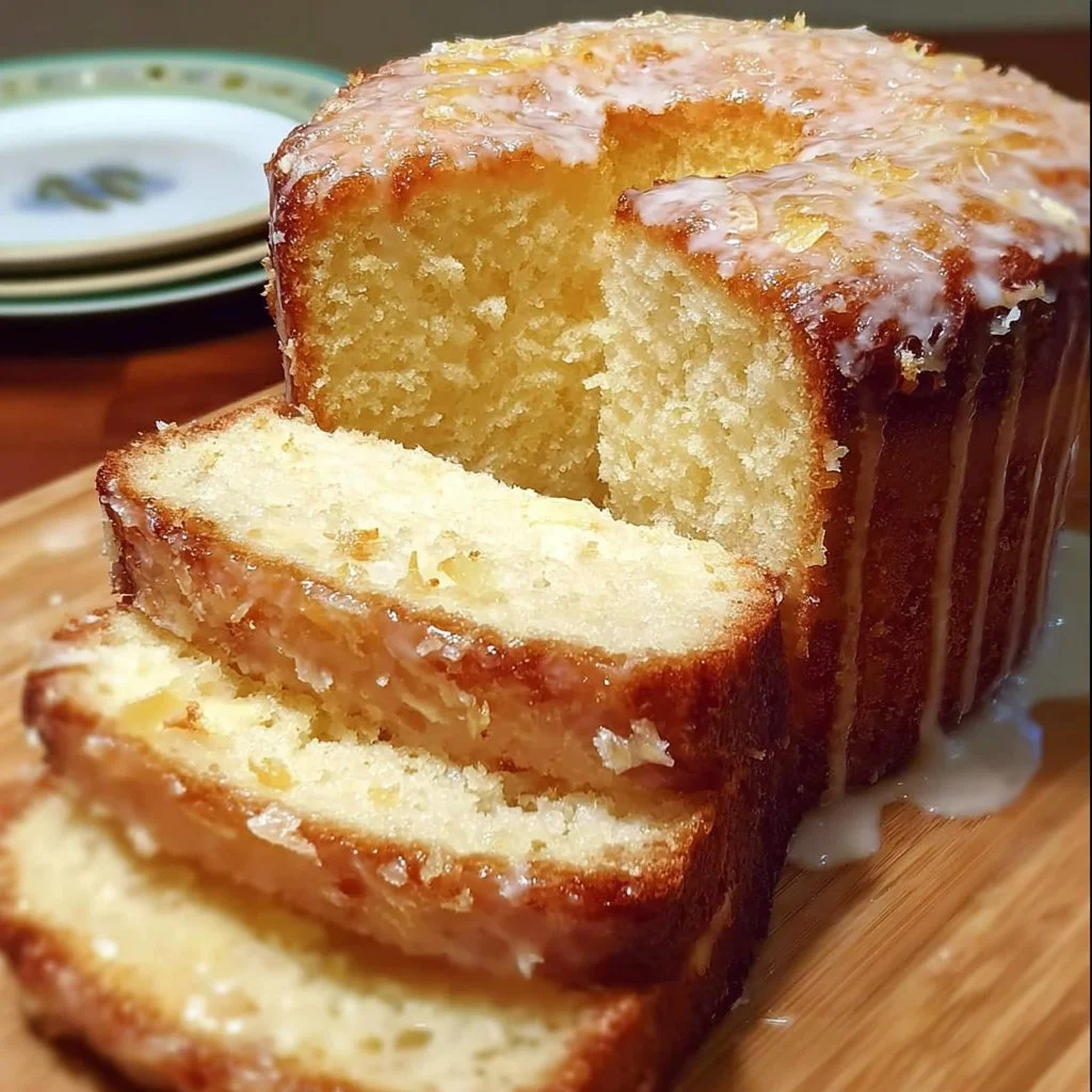 Delicious Pineapple Coconut Pound Cake with a tropical twist.