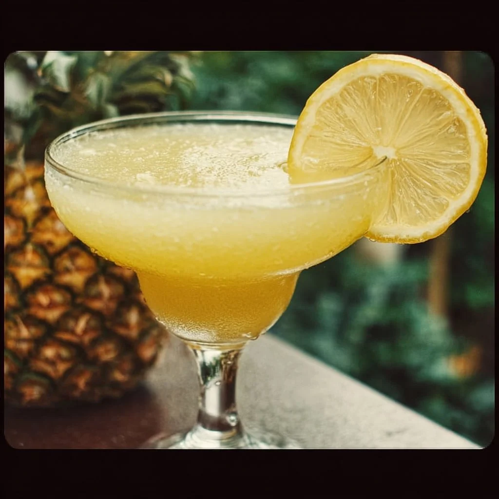 Pineapple Lemon Drop cocktail served in a stylish glass with garnishes