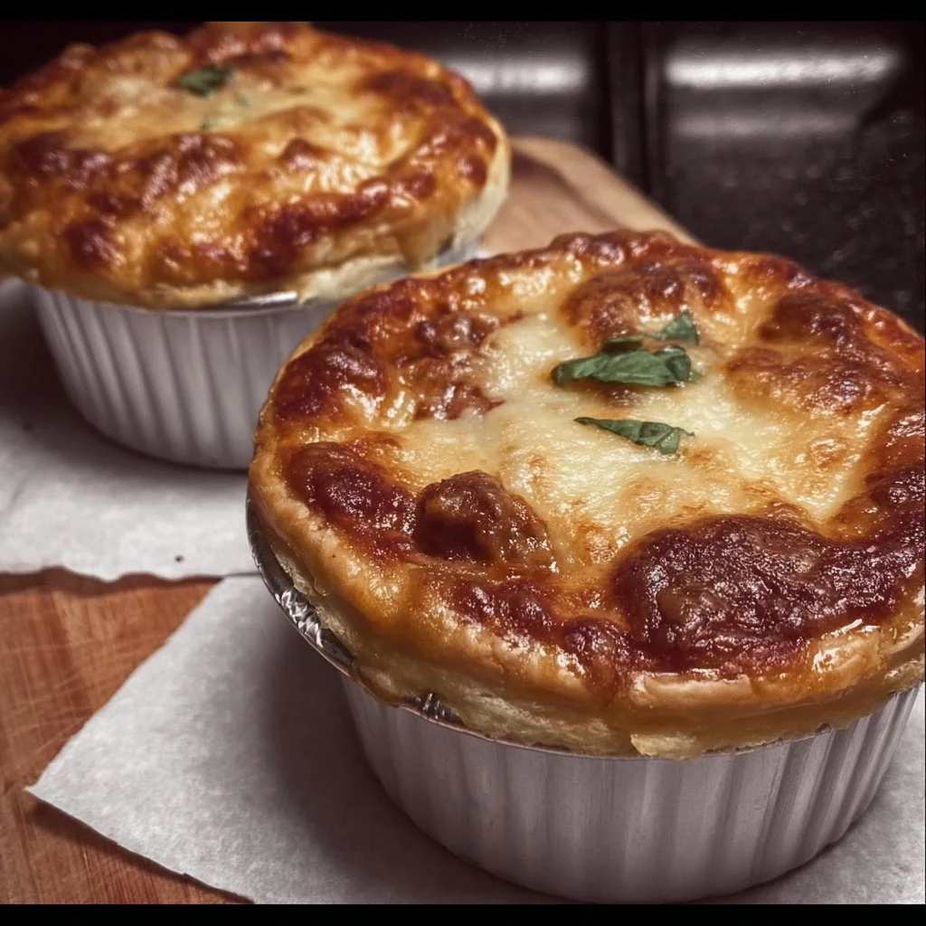 Delicious homemade Pizza Pot Pies with savory toppings and flaky crust