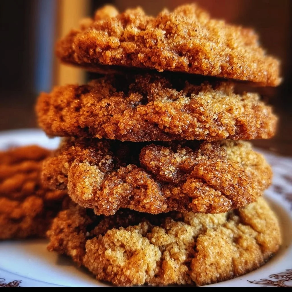 Delicious pumpkin cinnamon crumble cookies served on a rustic plate.