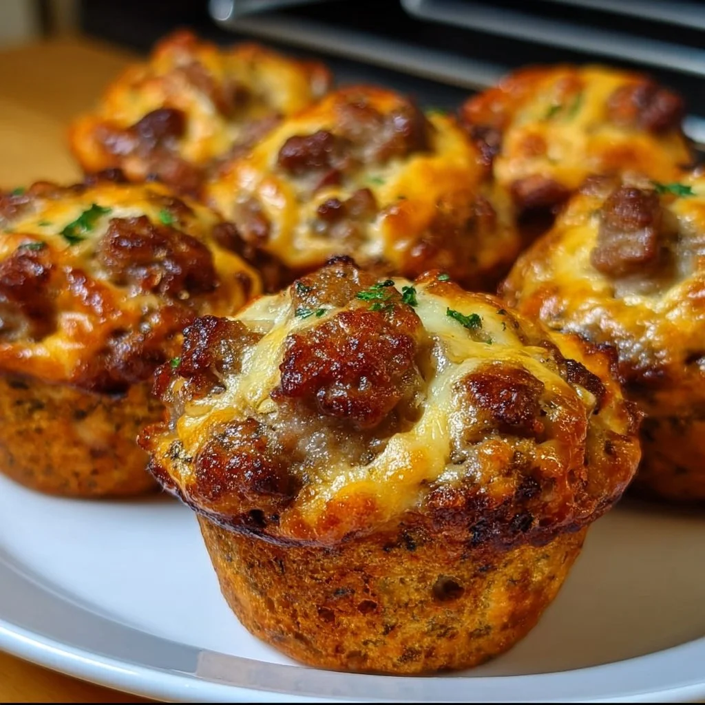 Delicious sausage breakfast muffins ready to serve
