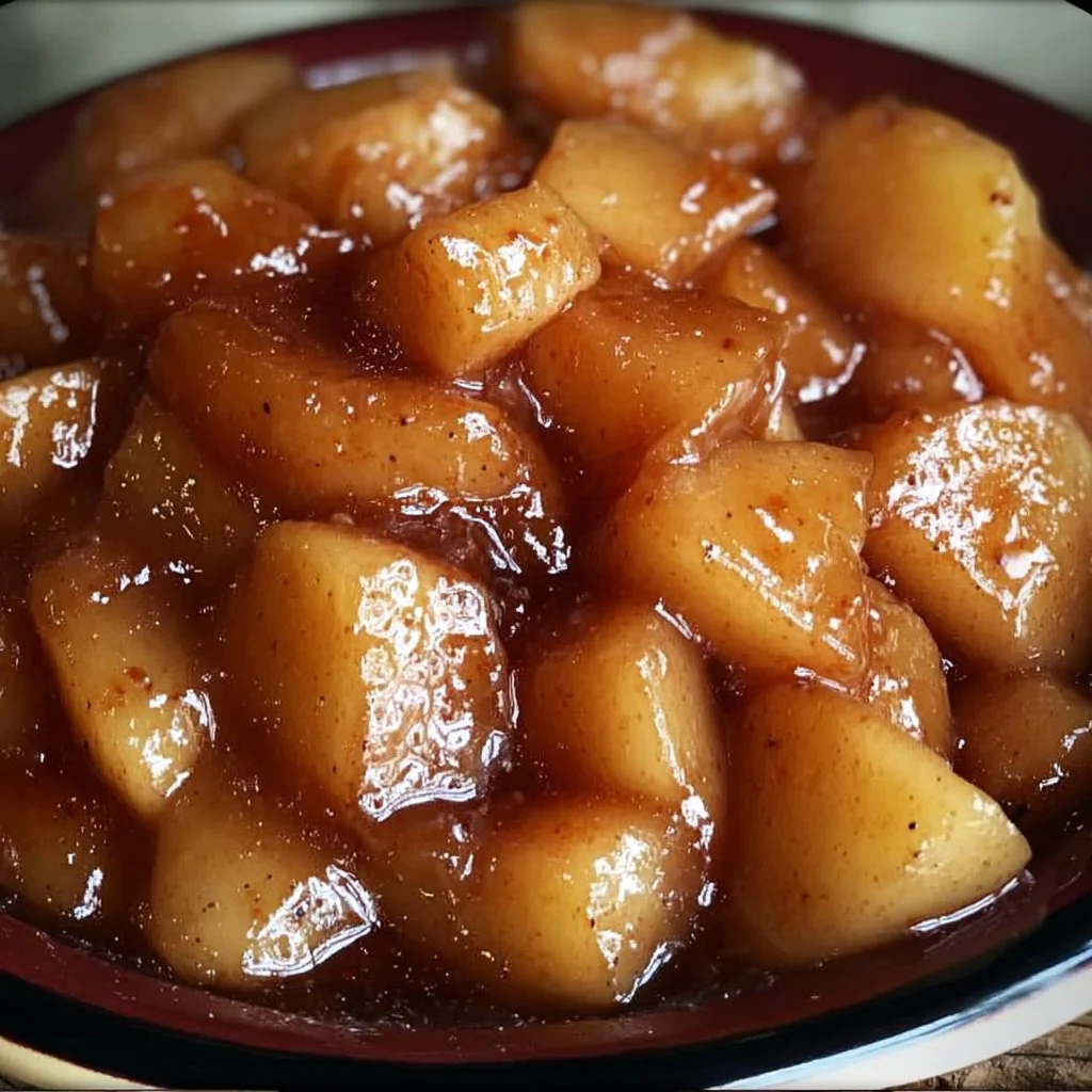 Delicious slow cooker Cracker Barrel style fried apples in a bowl